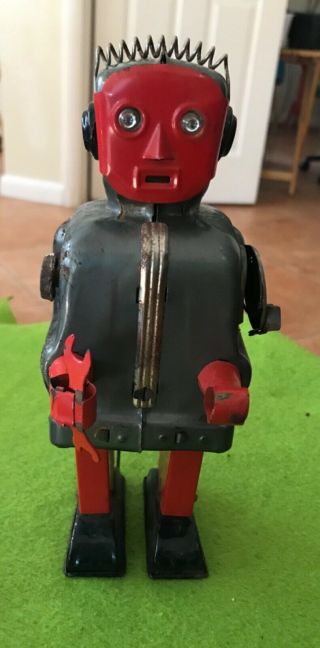 Rare 1950’s Nomura Zoomer Radar Robot - Rare Grey & Red W/ Red Wrench - Battery Op