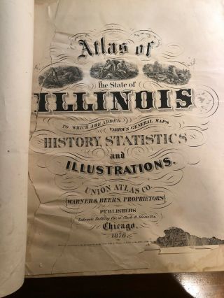 Rare 1876 Atlas Of The State Of Illinois; Lincoln; Grant