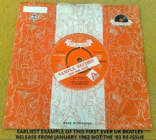 Beatles " My Bonnie " Uk Mega Rare 1st 1962 Issue Sample Demo ?