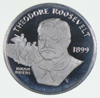 Rare Silver 29.  3 Grams Theodore Roosevelt Round.  999 Fine Silver 107