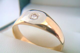Rare 18ct Gold Platinum & Old Cut Diamond Edwardian Mens Signet Ring c1907 2