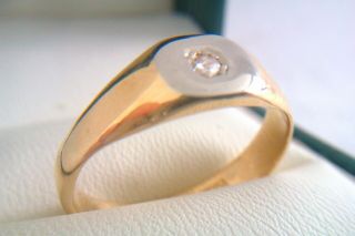 Rare 18ct Gold Platinum & Old Cut Diamond Edwardian Mens Signet Ring c1907 3