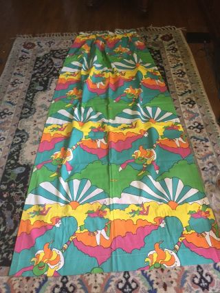 Huge Vintage Peter Max Fabric Curtain Panel 40 X 80 Inches Rare 1960’s