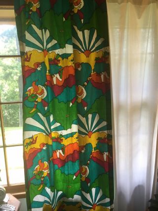 Huge Vintage Peter Max Fabric Curtain Panel 40 X 80 Inches Rare 1960’s 2