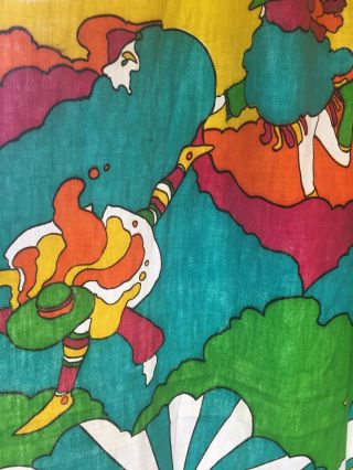 Huge Vintage Peter Max Fabric Curtain Panel 40 X 80 Inches Rare 1960’s 3