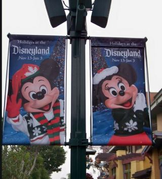 Disneyland Christmas Main Street Usa Sign Banner Rare