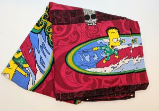 Rare The Simpsons Red Hawaii Surf Tribal Single Bed Cover Vintage Y2k 2000