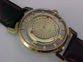 Rare Sharp Ernest Borel Cocktail Watch With Gold Mystery Dial Display Back