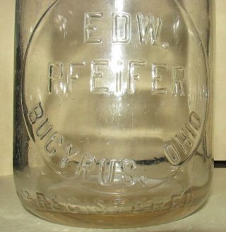 Vintage Edw Pfeifer Dairy One Quart Glass Milk Bottle Bucyrus Ohio - Rare Oh O