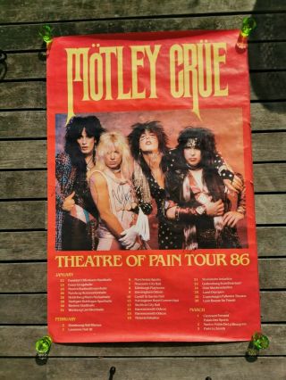 Signed Mötley Crüe Theatre Of Pain 1986 Uk Tour Poster Extremely Rare