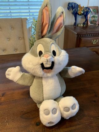 Vintage Tyco 1997 Baby Looney Tunes Bugs Bunny Laughing Talking 16” Plush Rare