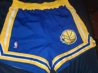 Vintage Nba Golden State Warriors Sand - Knit Authentic Basketball Shorts Rare 89