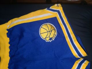 Vintage NBA Golden State Warriors Sand - Knit Authentic Basketball Shorts Rare 89 3