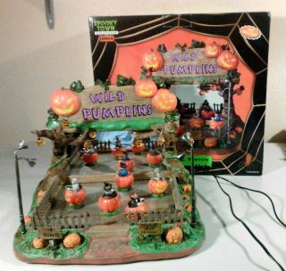 Rare Retired Lemax Spooky Town Wild Pumpkin Ride Complete And Animated