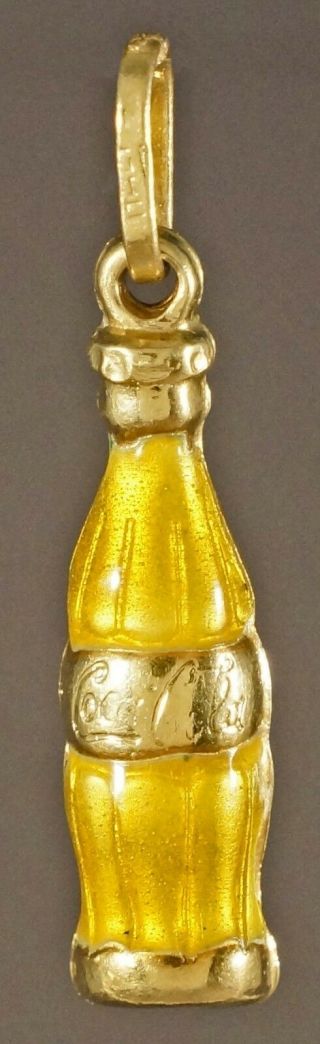 Rare Vintage 14k Gold & Golden Enamel Coca - Cola Coke Bottle Estate Charm Pendant