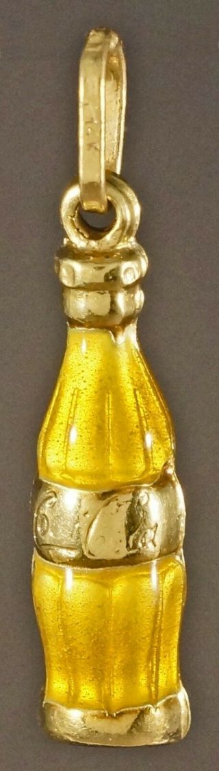 Rare Vintage 14K Gold & Golden Enamel Coca - Cola Coke Bottle Estate Charm Pendant 2