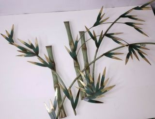 Curtis Jere Rare Signed Bamboo Leaves Mid Century Metal Wall Sculpture