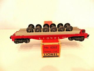 Lionel Postwar 6262 Wheel Car Red Flatcar - - Rare - - Unrun - - With The Box