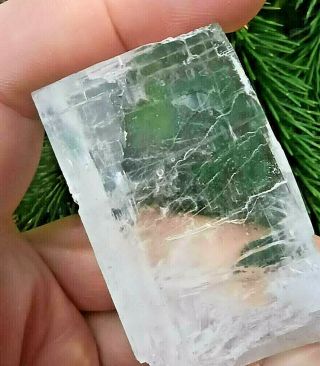 Rare Museum quality clear halite crystal with 2 ancient water bubbles inside 2