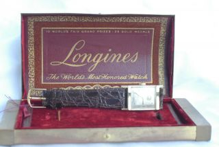 Rare - Vintage Longines Rectanle Cal - 9l,  17 Jewels,  14kt Solid Gold Men Watch 1940