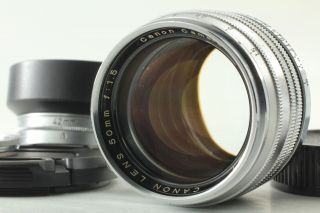 Rare [near,  Hood] Canon 50mm F/1.  5 Mf Lens Leica L39 Ltm Mount From Japan