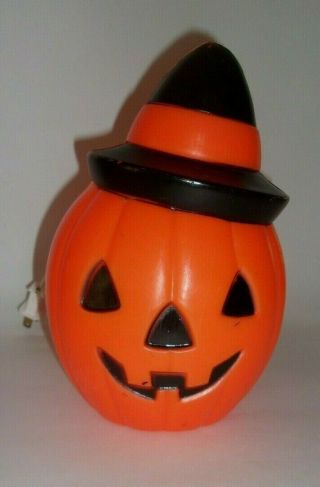 Rare Empire Vintage Halloween 1981 Plastic Blow Mold 8“ Pumpkin Witch Hat