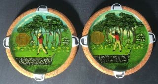 Pga Tour Vintage Ceramic Coasters Set Of 2 Rare Masters Golf Augusta National