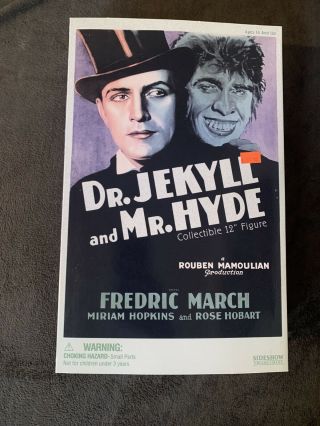 Sideshow Dr Jekyll And Mr Hyde 12 " Movie Figure Classic Fredric Marsh