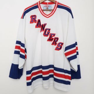 Rare Vintage 90s Ccm York Rangers Nhl Hockey White Jersey Mens Xl Sewn