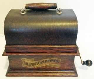 Rare 1908 Columbia Type Bv Graphophone - Cylinder Phonograph - With Banner Decal