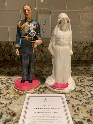Rare 2001 Royal Doulton Wedding Day Future King George Vi & Elizabeth Bowes - Lyon