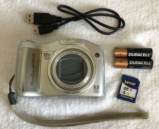 Canon Powershot Sx110 Is 9.  0mp Digital Camera Rare Silver 4gb Card