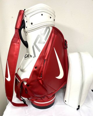 Rare Nike Vrs Tour Staff Pro Golf Bag Red White W Rain Cover Bag,  Strap
