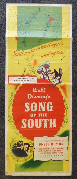 Walt Disney Song Of The South 1946 Insert Movie Very Rare