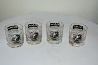 4 Vintage Upjohn Medicine Old Fashioned Whiskey Double Glasses Rare Euc