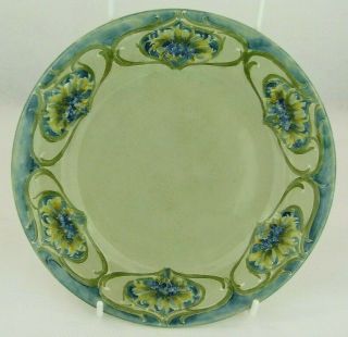 A Fine Rare Moorcroft Celadon Green Cornflower Plate - Tiffany & Co Colourway.