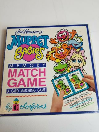 Rare Vintage Jim Hensons Muppet Babies 1989 80s Memory Match Game Card Matching