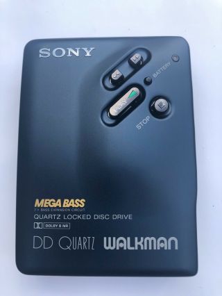 Sony WM - DD33,  restored.  Almost With leather case.  Blue color RARE 2