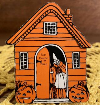 Near Rare Vintage Halloween House Of Fate Fortune Paper Card,  Whitney 1930s