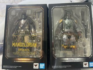 Pre - Owned S.  H.  Figuarts Star Wars Mandalorian (regular Armor) And Boba Fett