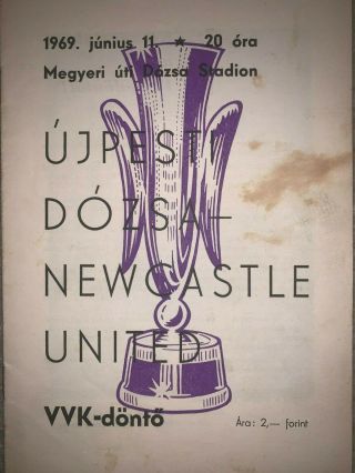 Rare Newcastle 1969 Fairs Cup Final Programme V Ujpest Dozsa