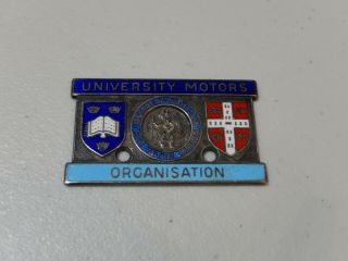Vintage Rare Enamel University Motors Organisation Plaque Car Badge Auto Emblem