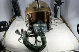 Vtg 1957 Us Navy Rare Msa Jet Pilot Flight Helmet With Mask Korea Early Aph - 5