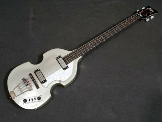 Rare Silver Hofner Violin Beatle Bass Guitar & Hard Shell Case