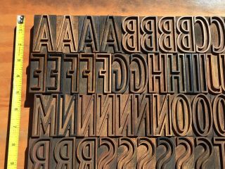 RARE Large Antique VTG OUTLINE Wood Letterpress Print Type Alphabet Letter Set 2