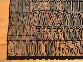RARE Large Antique VTG OUTLINE Wood Letterpress Print Type Alphabet Letter Set 3