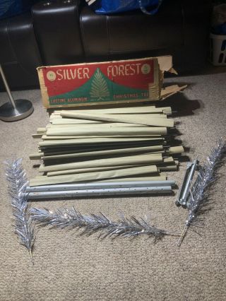 Rare Vintage Aluminum Christmas Tree 6.  5 Ft Silver Forest - 96 Poms/branches