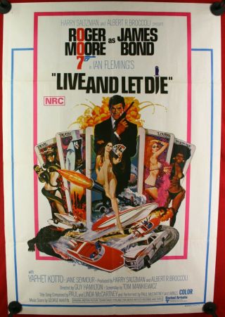 Rare 1973 James Bond " Live And Let Die " 1 Sheet Poster