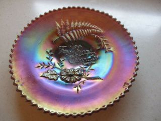 Rare? Northwood Carnival Glass Fern Brand Chocolates Plate Marked On Bottom