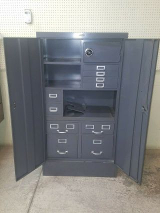 Cole Steel Industrial Desk “n” File Office Cabinet W/ Safe,  Rare,